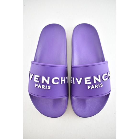 Givenchy Paris Purple Rubber White Logo Slide On Pool Sandal Flip Flop Flat 36 - Picture 6 of 12